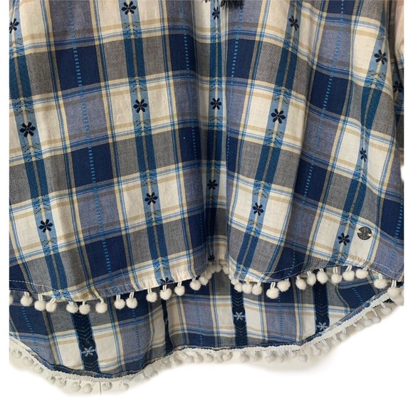 JAG Jeans Women's Elliot Tassel Soft Navy/Pink Bishop Sleeves Top Size Lrg - Picture 5 of 7